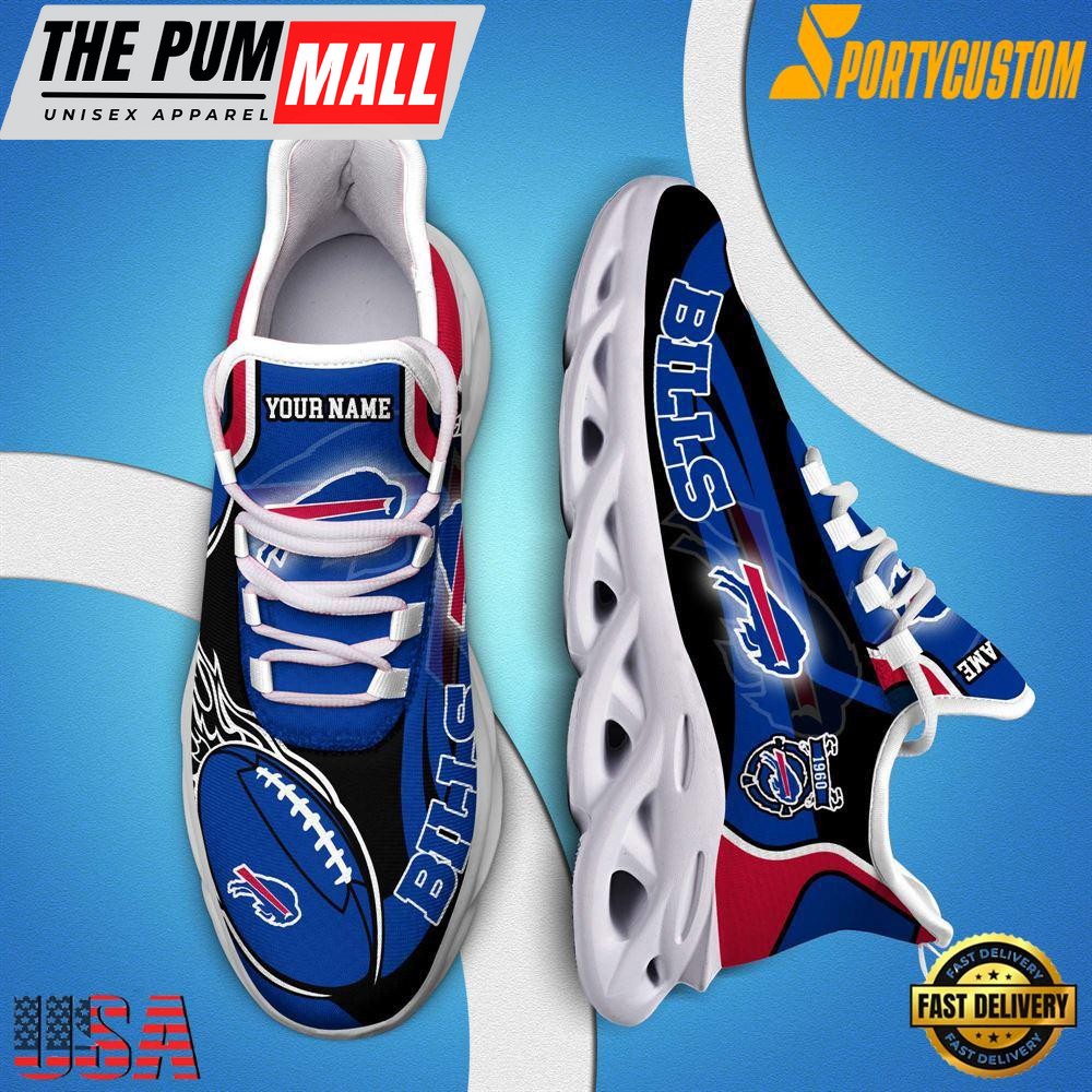 NFL Max Soul Shoes, Nfl Buffalo Bills White Running Sneakers Shoes For Fans , NFL Fans Gifts