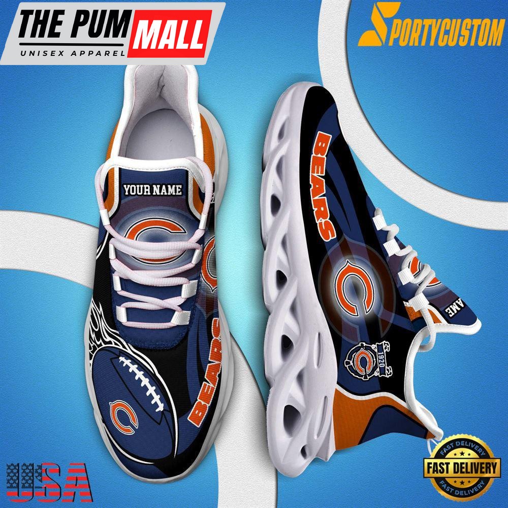 NFL Max Soul Shoes, Nfl Chicago Bears White Running Sneakers Shoes For Fans , NFL Fans Gifts