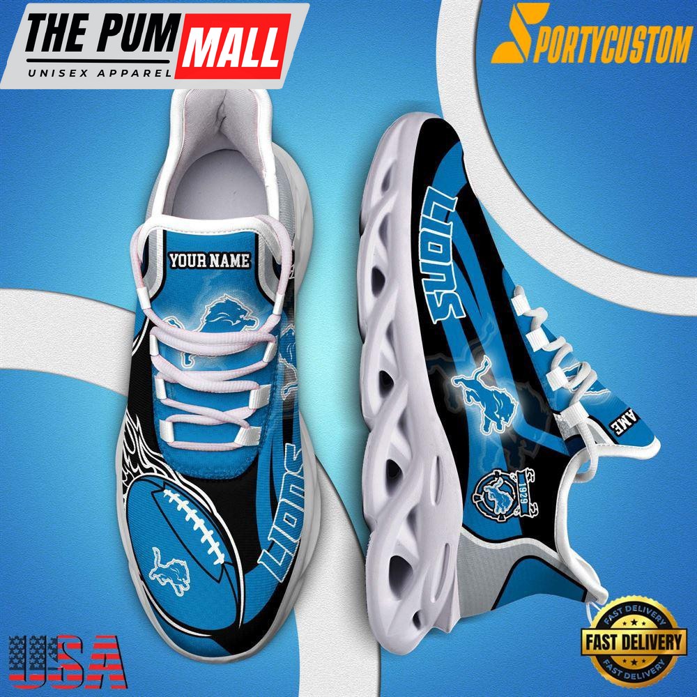 NFL Max Soul Shoes, Nfl Detroit Lions White Running Sneakers Shoes For Fans , NFL Fans Gifts