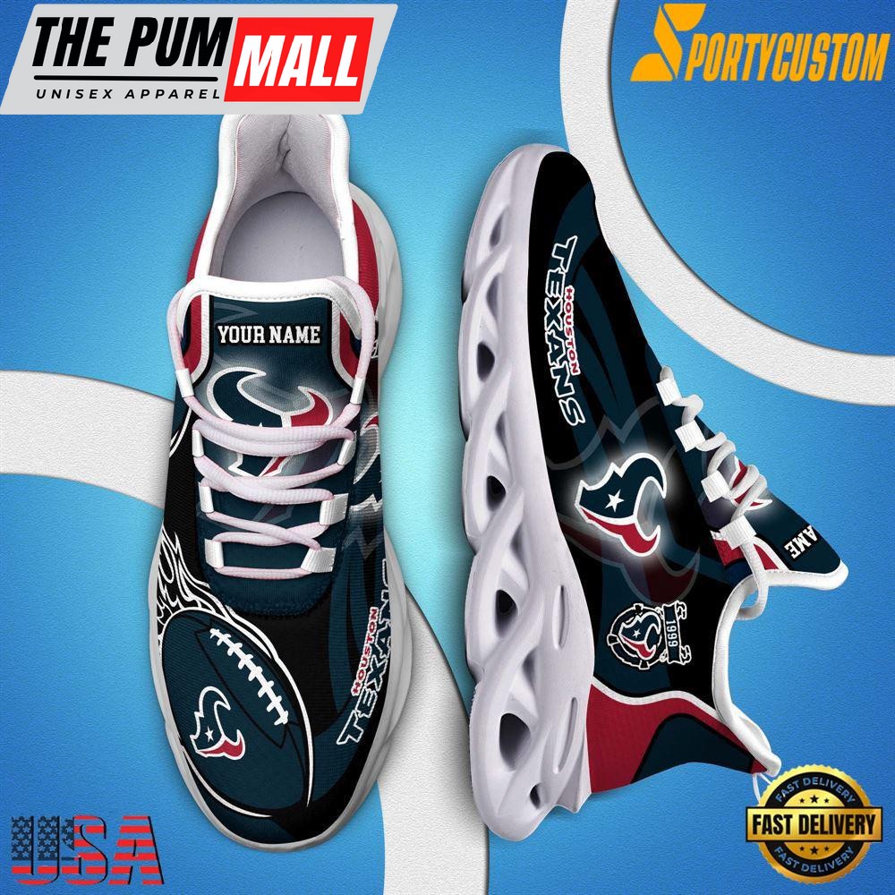 NFL Max Soul Shoes, Nfl Houston Texans White Running Sneakers Shoes For Fans , NFL Fans Gifts