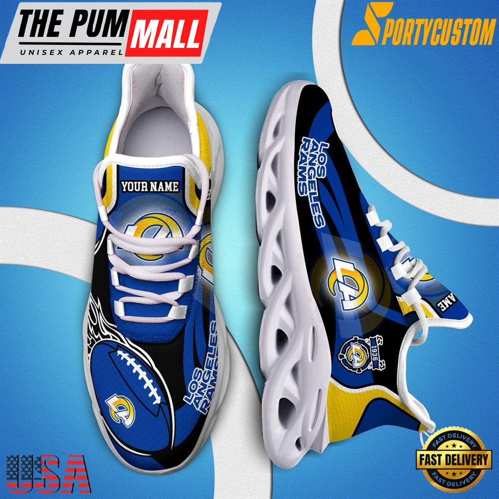 NFL Max Soul Shoes, Nfl Los Angeles Rams White Running Sneakers Shoes For Fans , NFL Fans Gifts