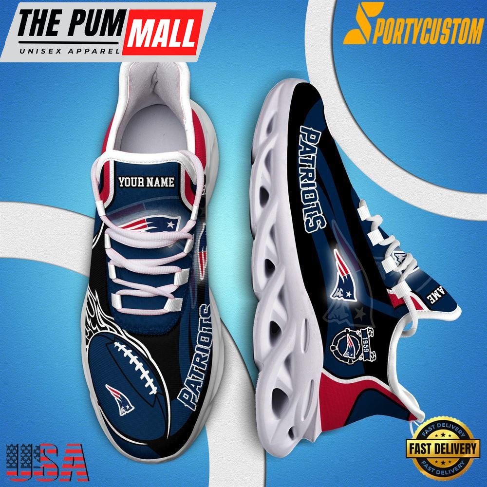 NFL Max Soul Shoes, Nfl New England Patriots White Running Sneakers Shoes For Fans , NFL Fans Gifts