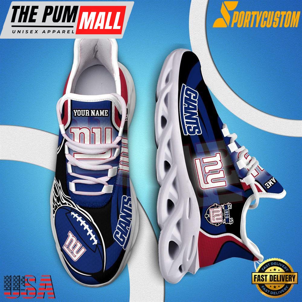 NFL Max Soul Shoes, Nfl New York Giants White Running Sneakers Shoes For Fans , NFL Fans Gifts