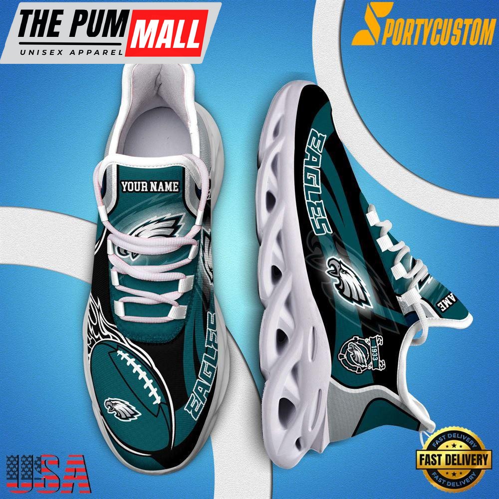 NFL Max Soul Shoes, Nfl Philadelphia Eagles White Running Sneakers Shoes For Fans , NFL Fans Gifts