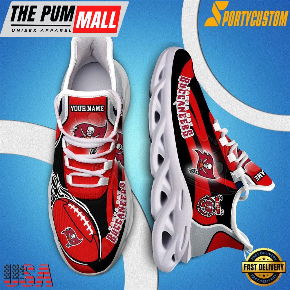 NFL Max Soul Shoes, Nfl Tampa Bay Buccaneers White Running Sneakers Shoes For Fans , NFL Fans Gifts