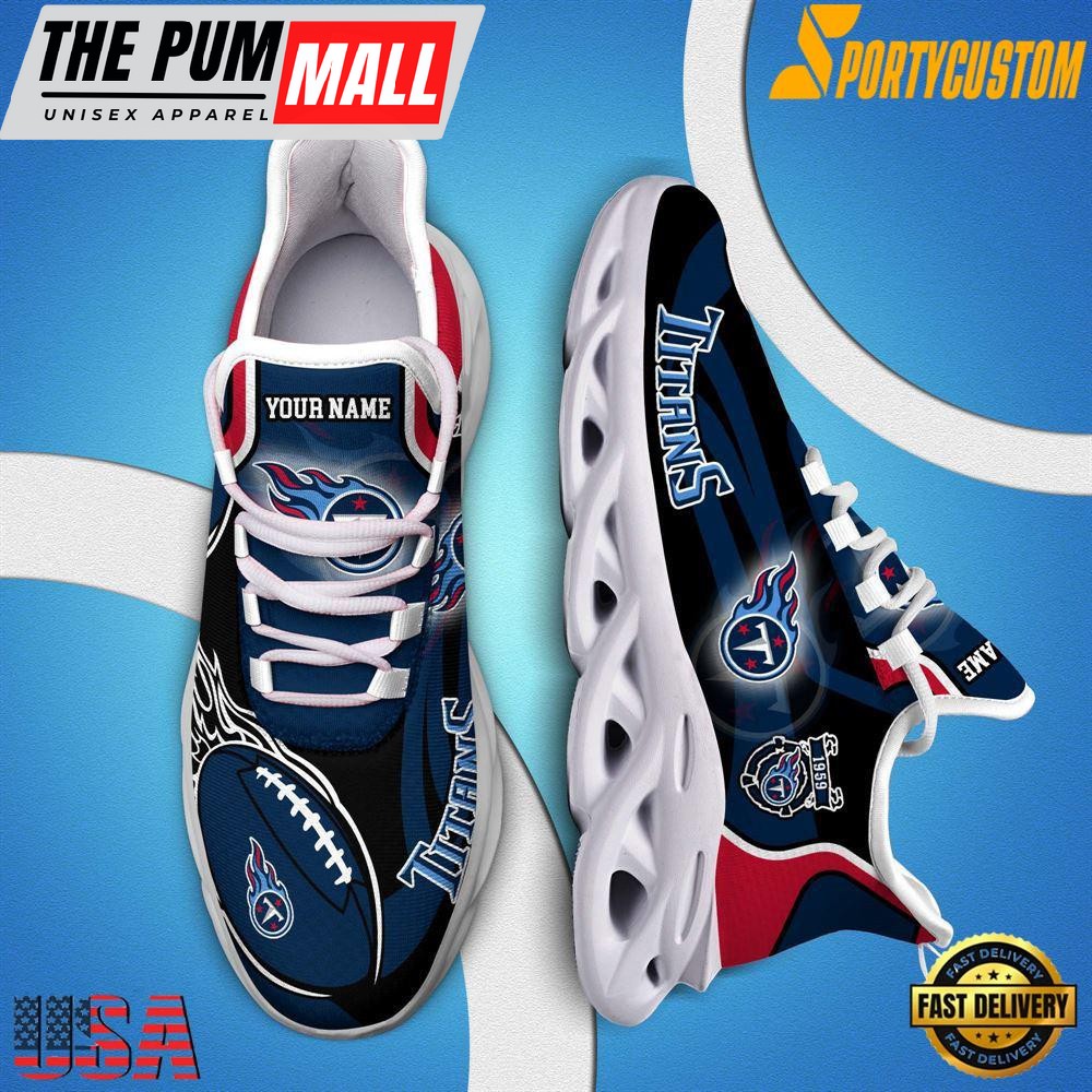 NFL Max Soul Shoes, Nfl Tennessee Titans White Running Sneakers Shoes For Fans , NFL Fans Gifts