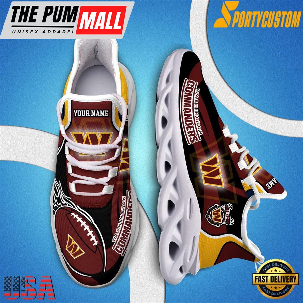 NFL Max Soul Shoes, Nfl Washington Commanders White Running Sneakers Shoes For Fans , NFL Fans Gifts