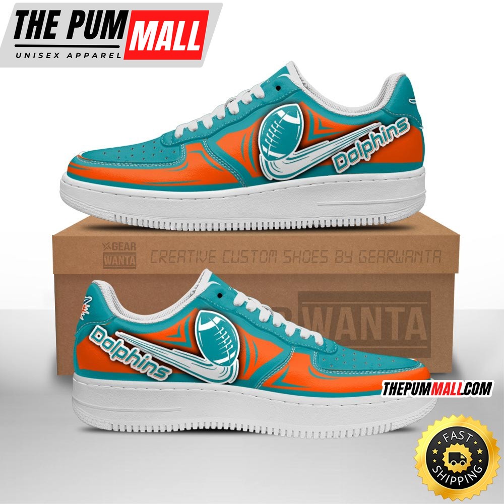 NFL Miami Dolphins Air Force 1 Shoes Football Sneaker Shoes