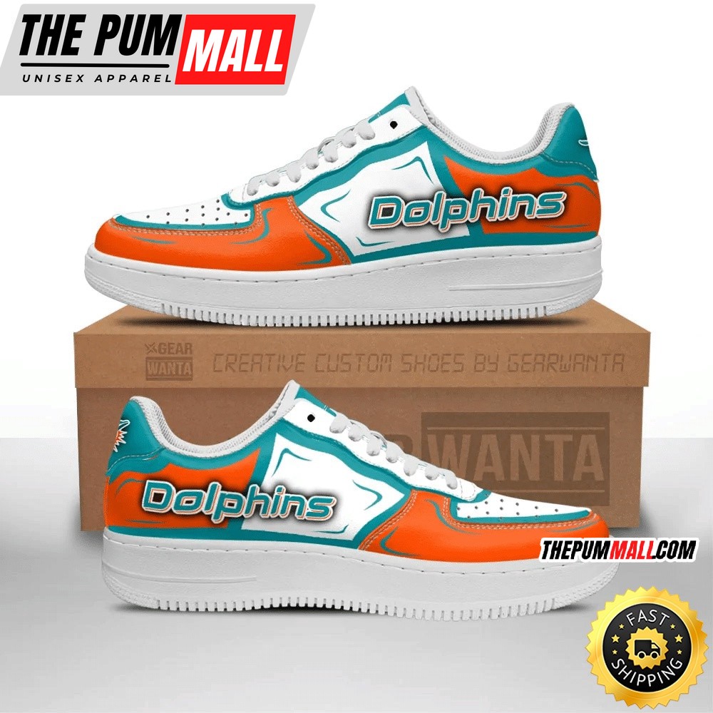 NFL Miami Dolphins Air Force 1 Shoes Football Sports Sneaker Shoes