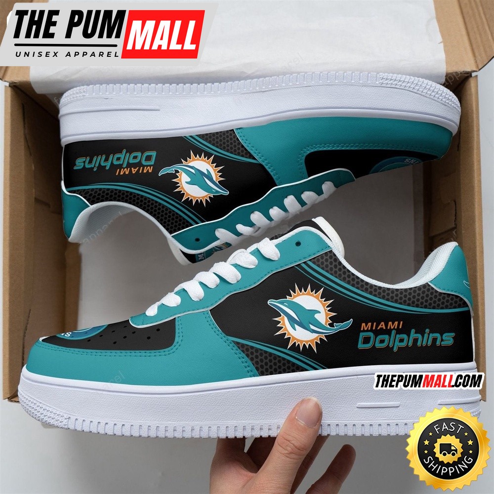 NFL Miami Dolphins Air Force 1 Shoes Team Football Sports Shoes