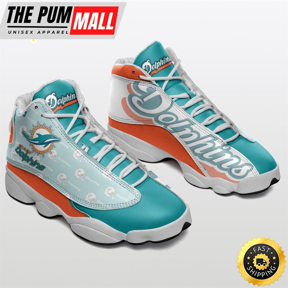 NFL Miami Dolphins Air Jd 13 Shoes White Aqua Orange