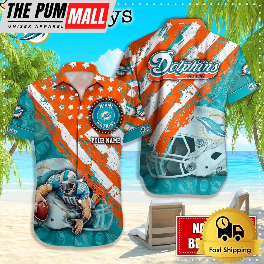 NFL Miami Dolphins American Flag Custom Hawaiian Shirts