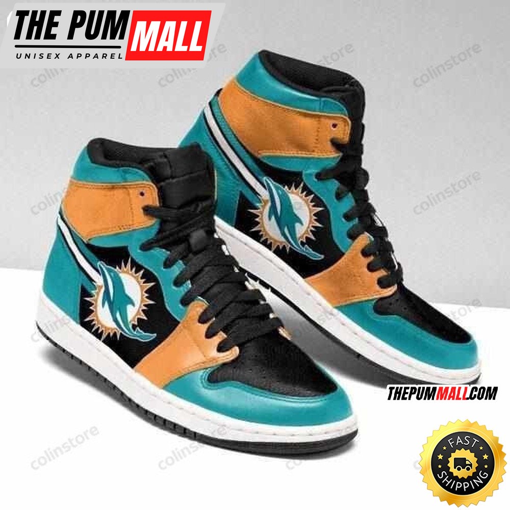 NFL Miami Dolphins Aqua Orange Air Jd 1 High Sneakers