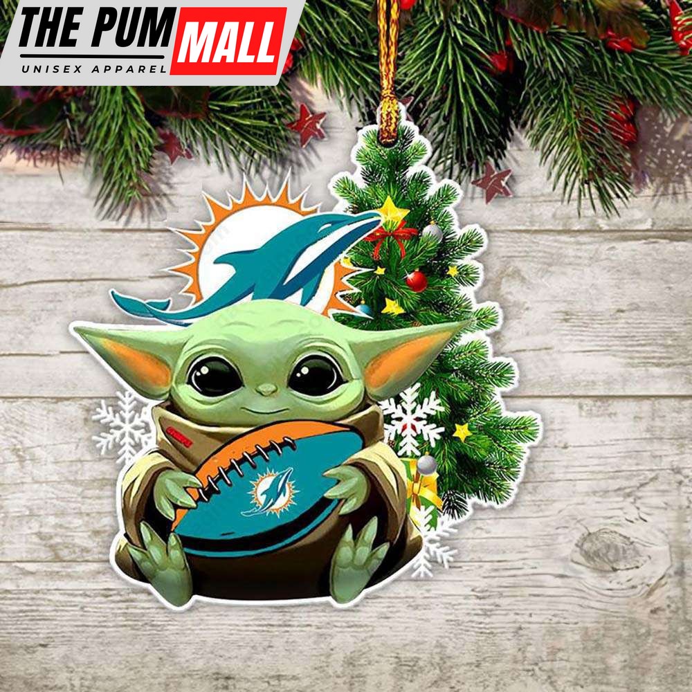 NFL Miami Dolphins Baby Yoda Christmas Ornament Xmas Tree Decoration Limited Edition