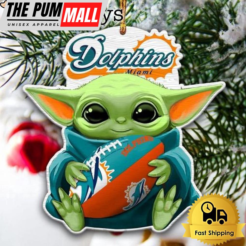 NFL Miami Dolphins Baby Yoda Christmas Tree Ornament Limited Edition