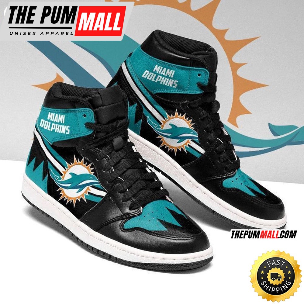 NFL Miami Dolphins Black Aqua Air Jd 1 High Sneakers