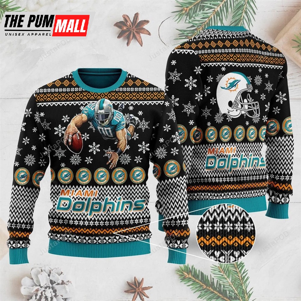 NFL Miami Dolphins Black Christmas Ugly Sweater
