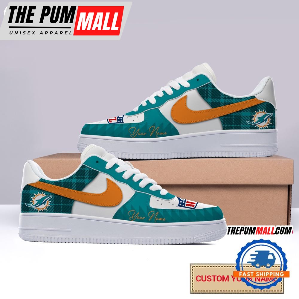 NFL Miami Dolphins Christmas Logo Pattern Custom Air Force 1 Shoes Sneaker