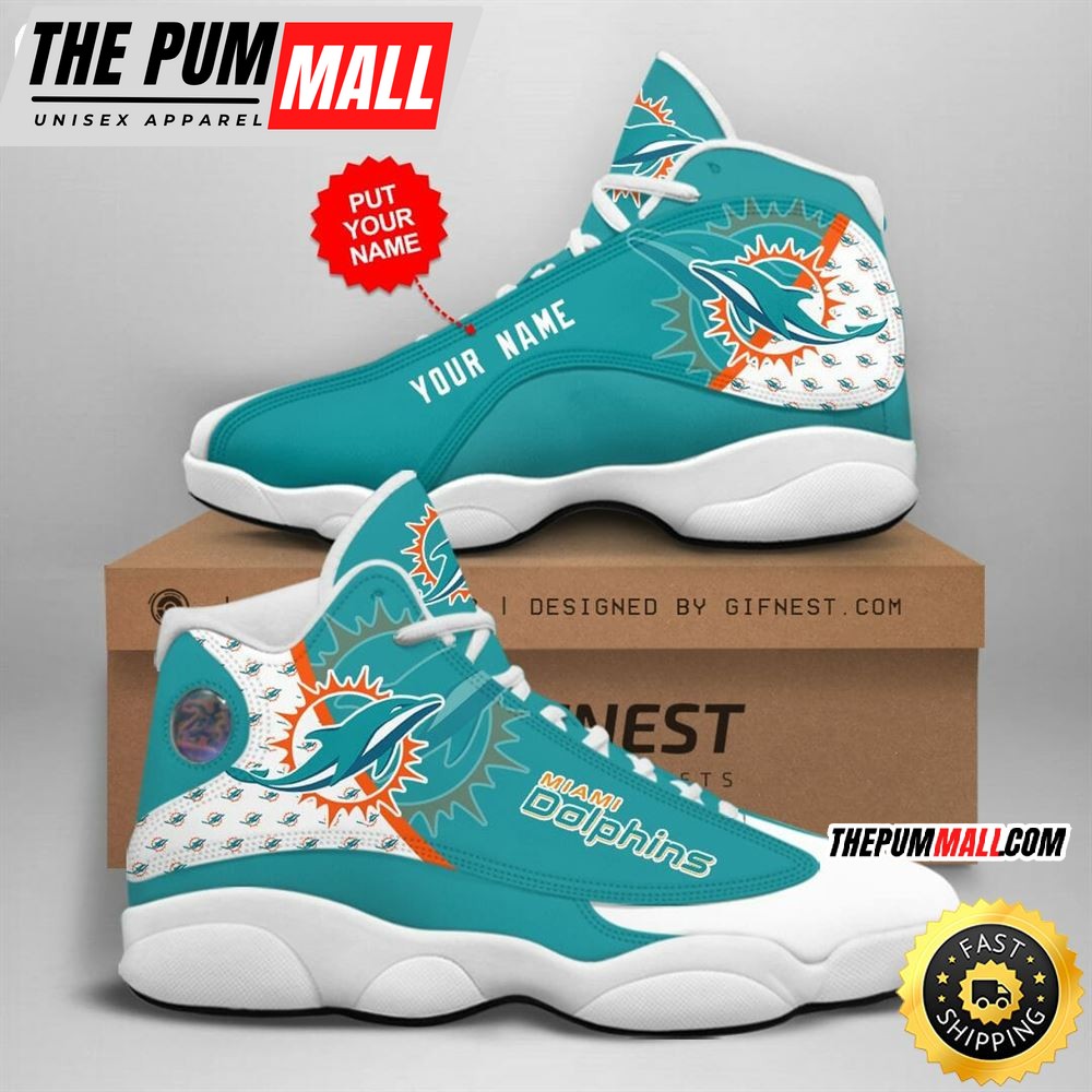 NFL Miami Dolphins Custom Name Air Jd 13 Shoes V1