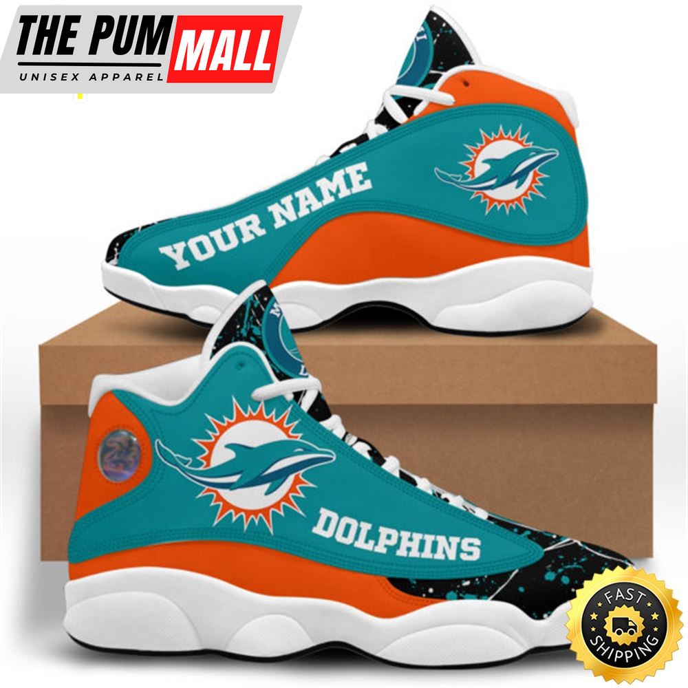 NFL Miami Dolphins Custom Name Aqua Black Air Jd 13 Shoes