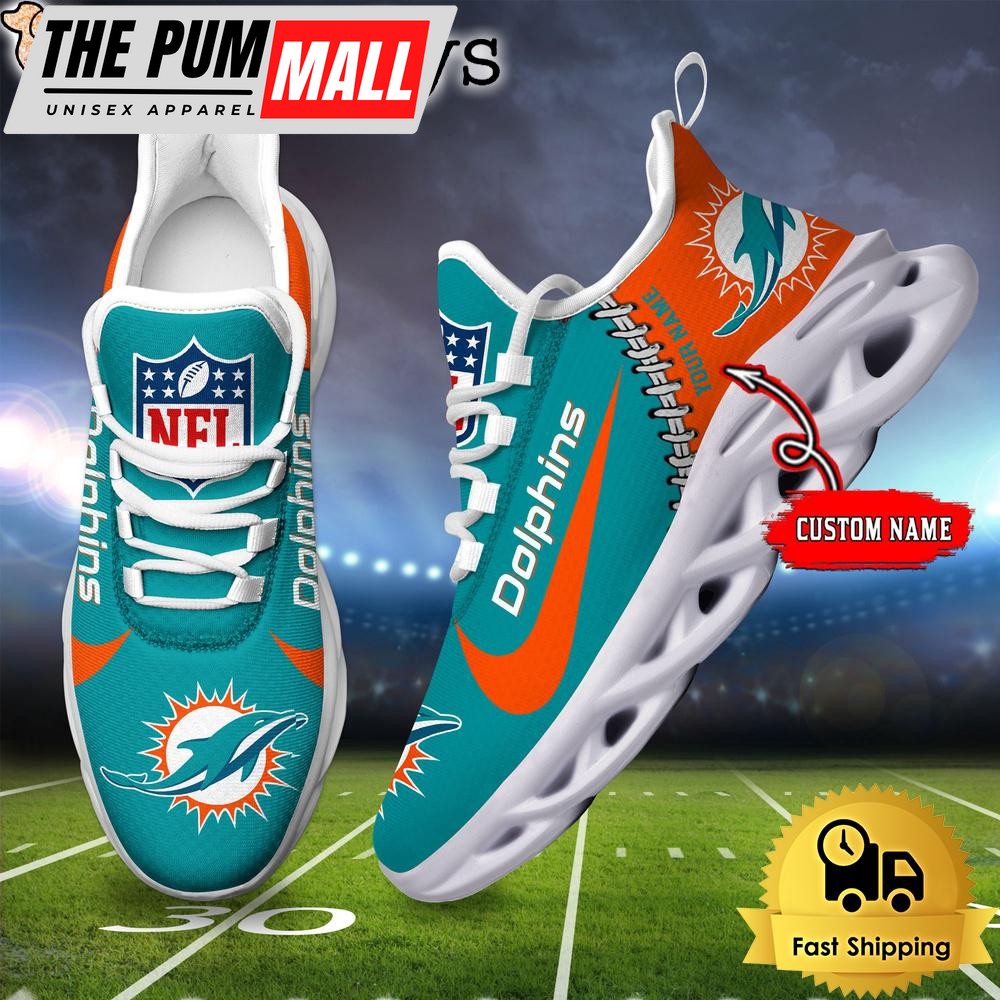 NFL Miami Dolphins Custom Name Max Soul Shoes Gift For Fans