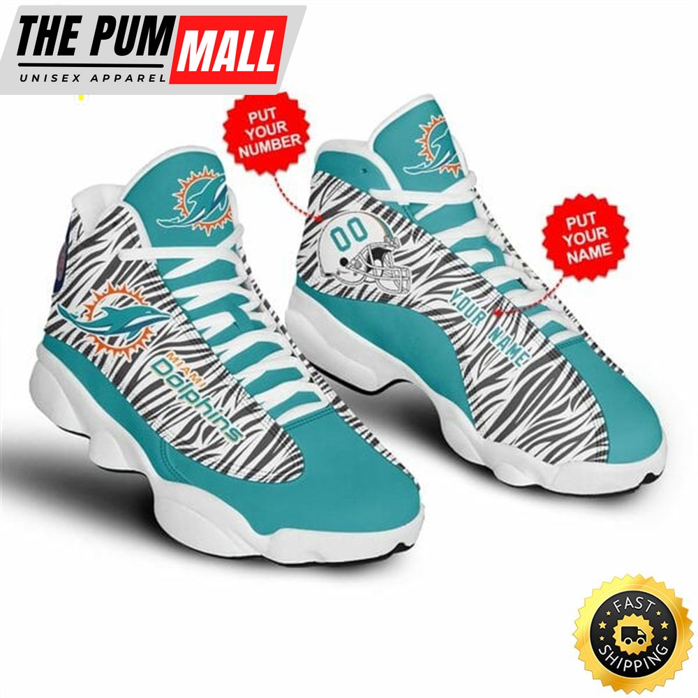 NFL Miami Dolphins Custom Name Number Air Jd 13 Shoes V2