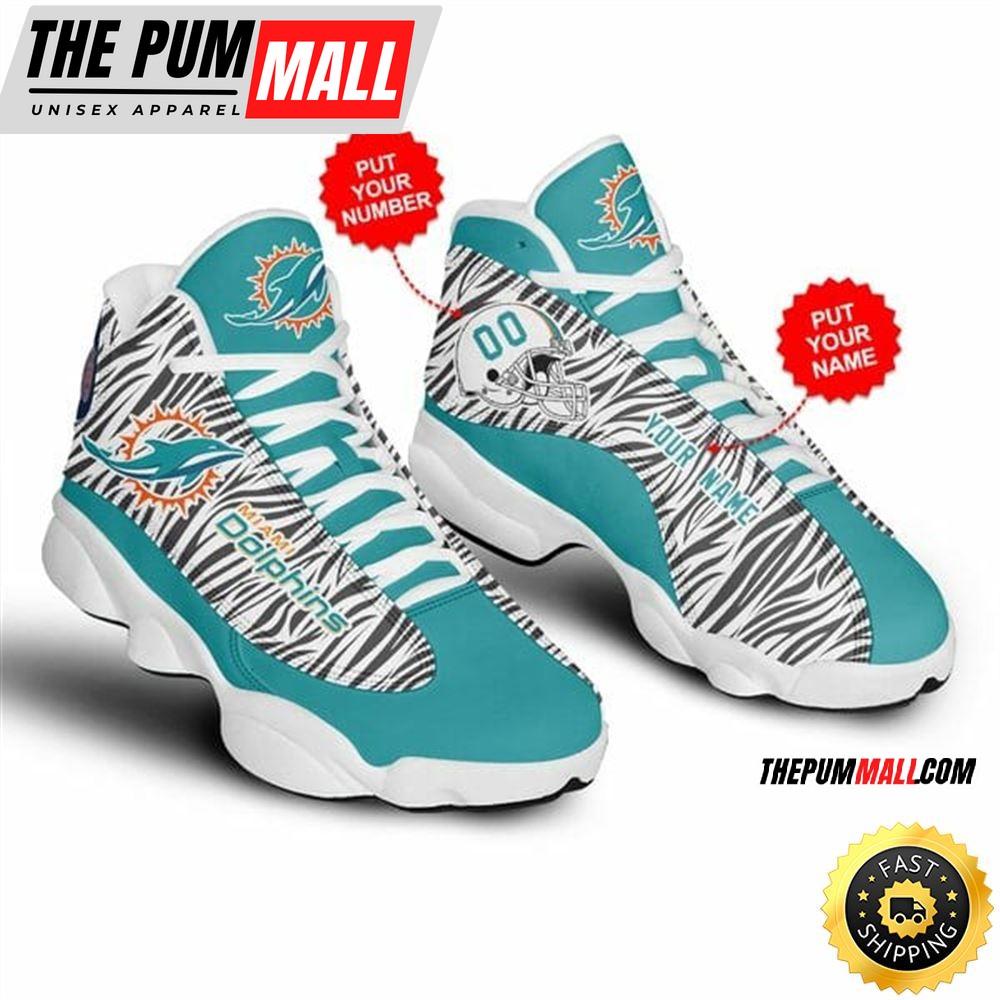 NFL Miami Dolphins Custom Name Number Air Jd 13 Shoes V2