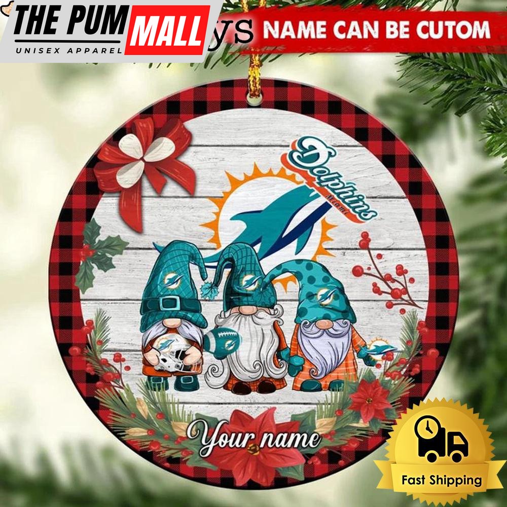 NFL Miami Dolphins Football 3 Gnome Custom Christmas Ornament Limited Edition