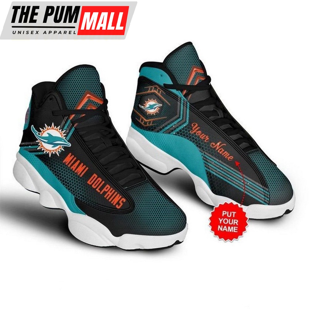 NFL Miami Dolphins Football Custom Name Air Jd 13 Shoes, JD13 Sport Shoes