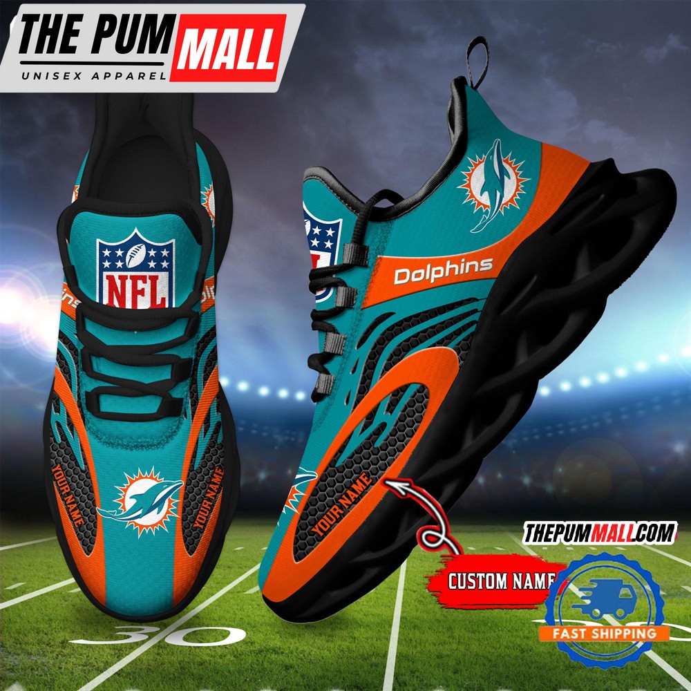 NFL Miami Dolphins Football Logo Team New Design Max Soul Shoes Sneaker