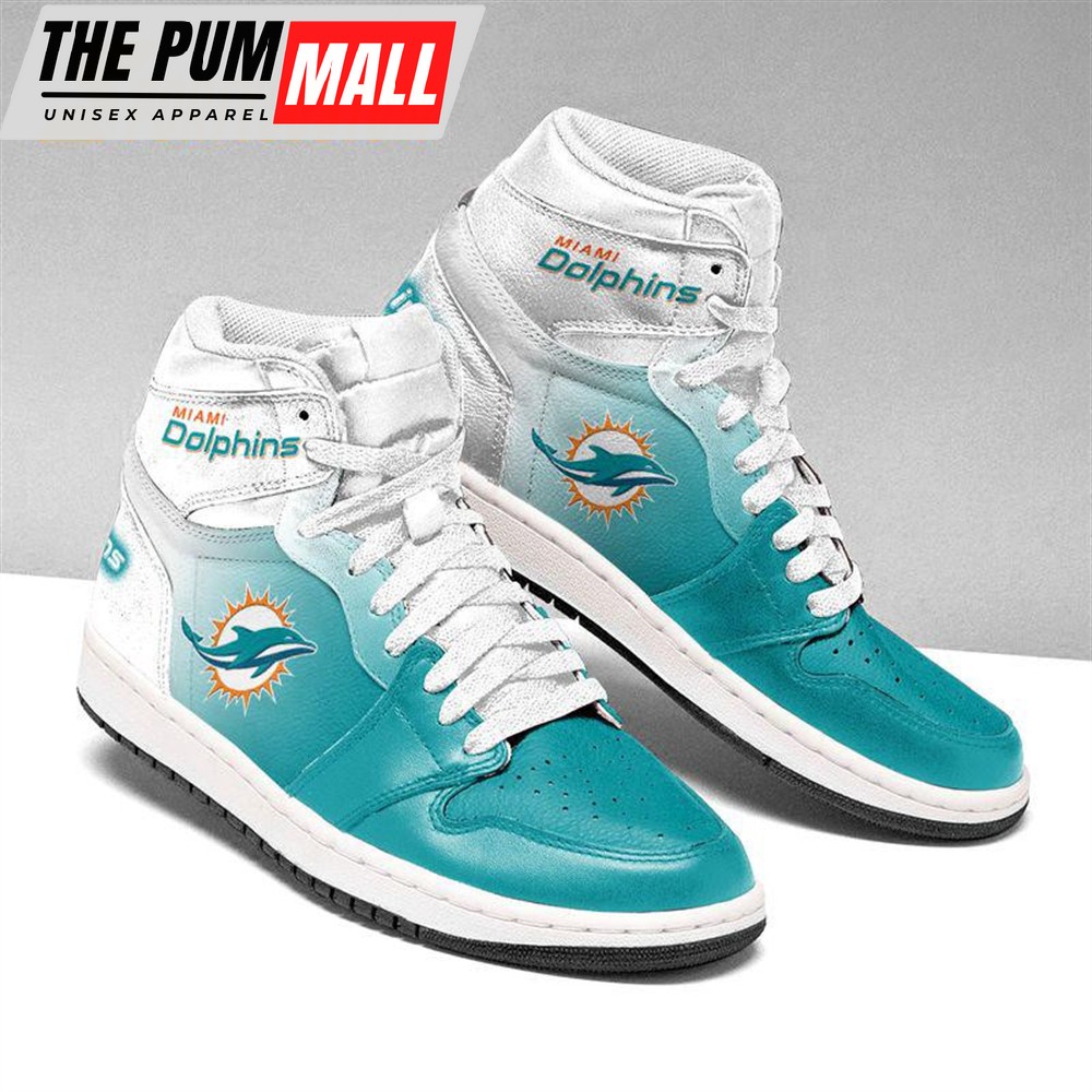 NFL Miami Dolphins Football Team Air Jd 1 Hightop Shoes Sizes