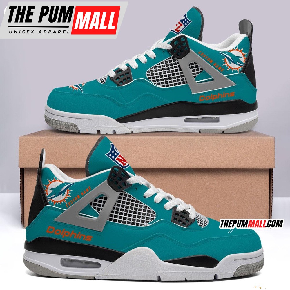 NFL Miami Dolphins Football Team Air Jd 4 Shoes Sneaker