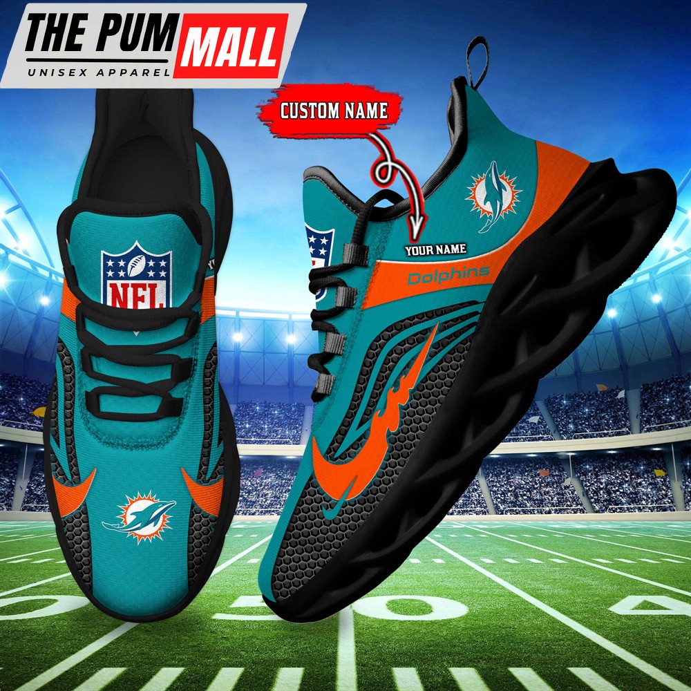 NFL Miami Dolphins Football Team New Design Max Soul Shoes Sneaker