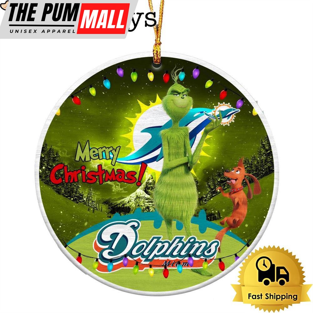 NFL Miami Dolphins Funny Grinch Merry Christmas Ornaments Limited Edition