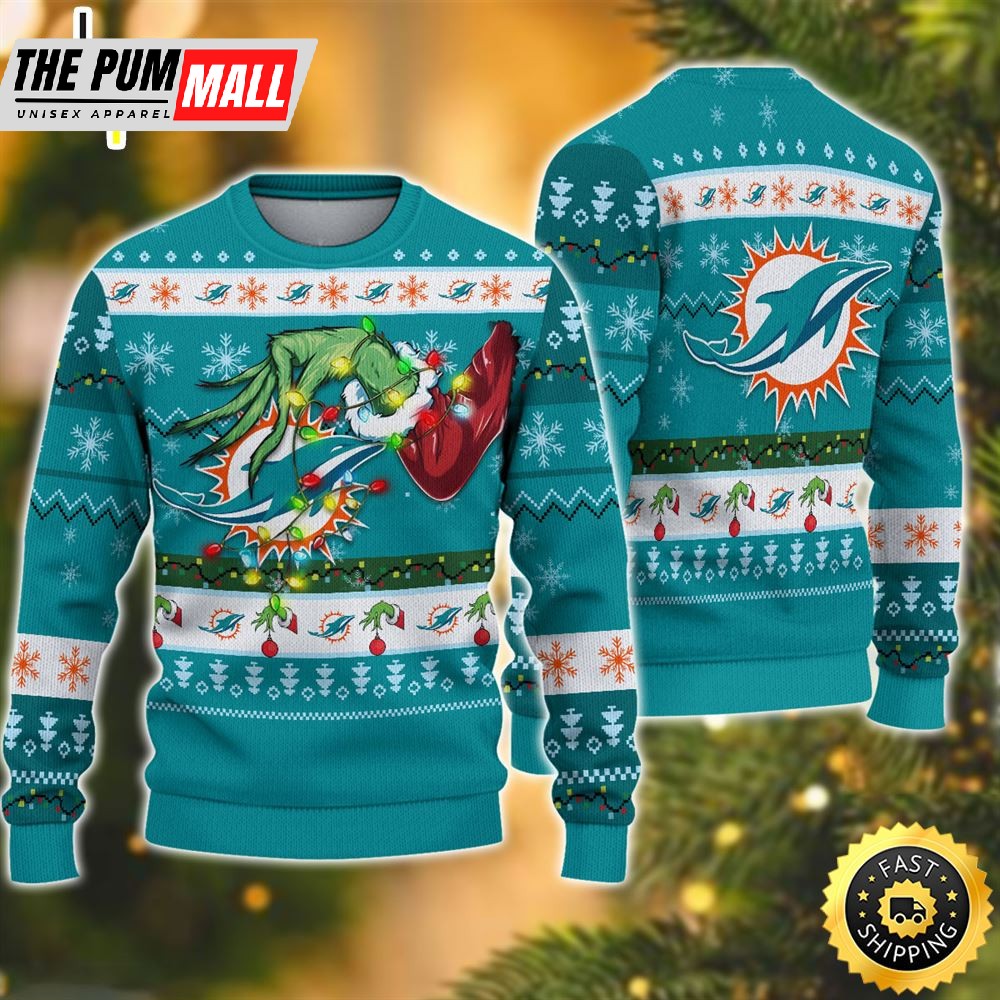 NFL Miami Dolphins Grinch Christmas Ugly Sweater