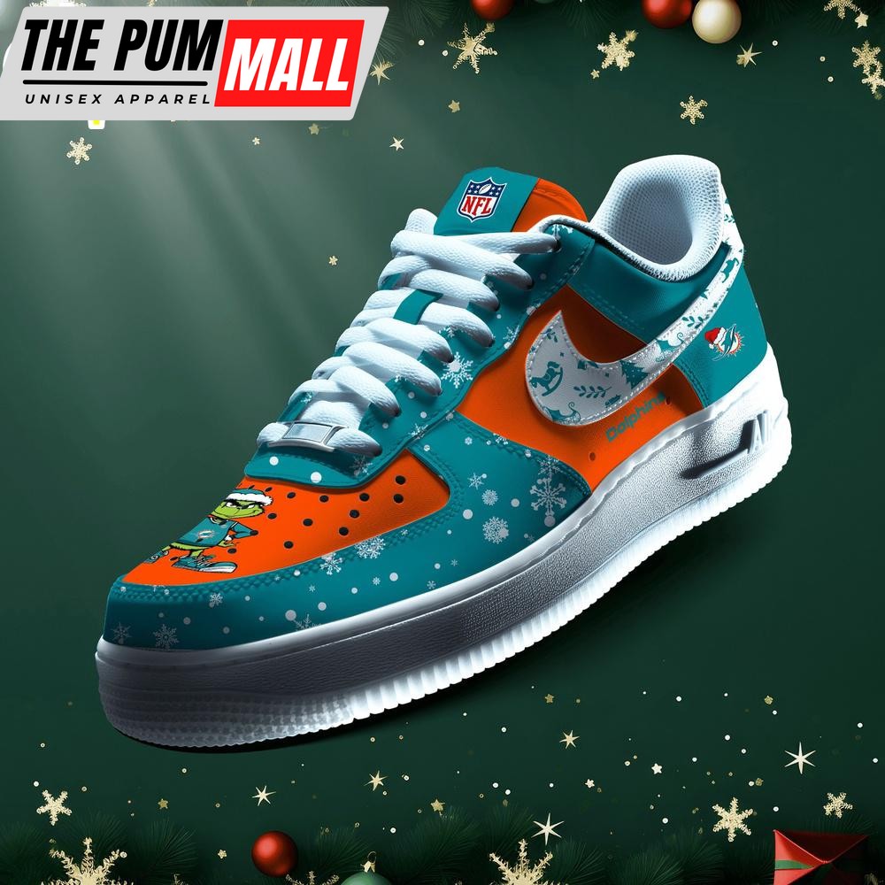 NFL Miami Dolphins Grinch Merry Christmas Sport Air Force 1 Shoes
