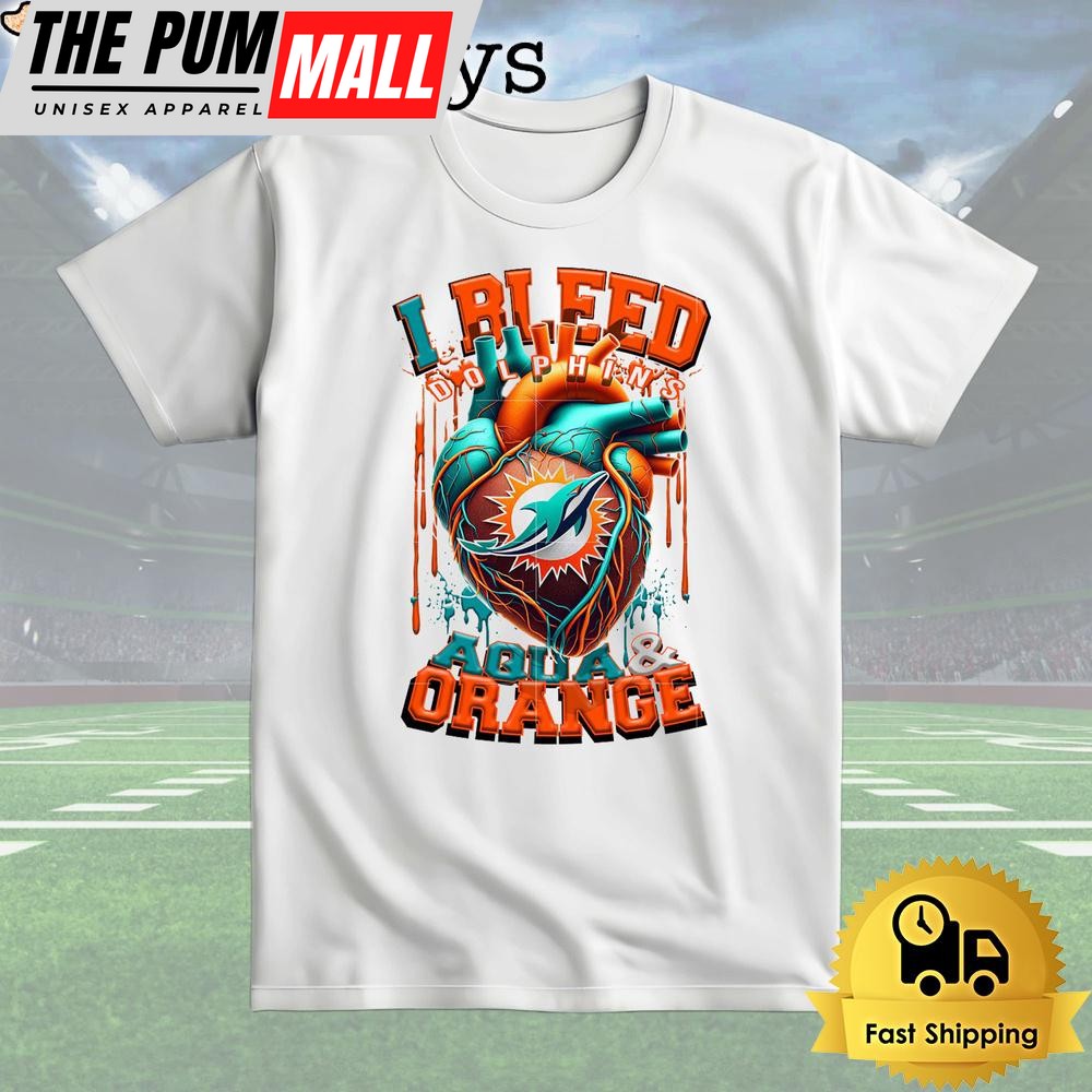 NFL Miami Dolphins I bleed Aqua Orance T Shirt