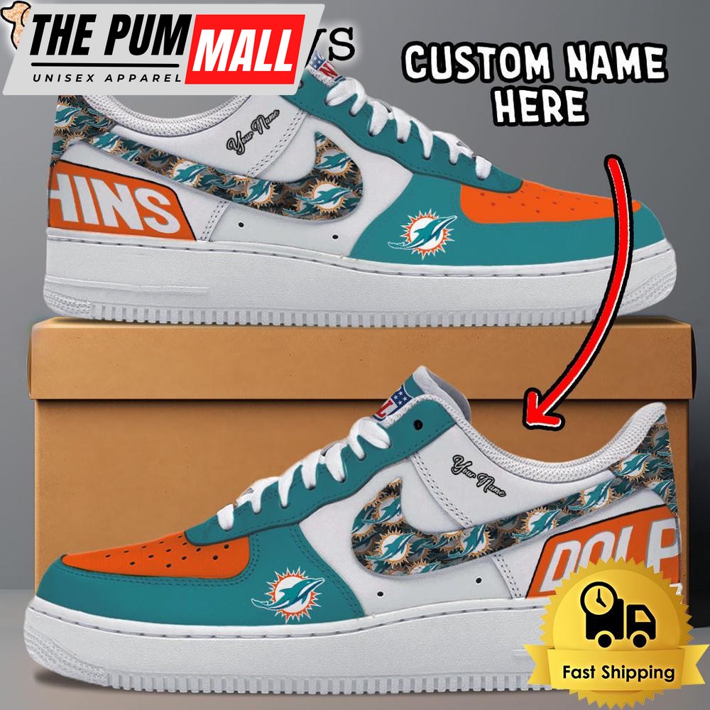 NFL Miami Dolphins Logo Team Design Custom Air Force 1 Shoes