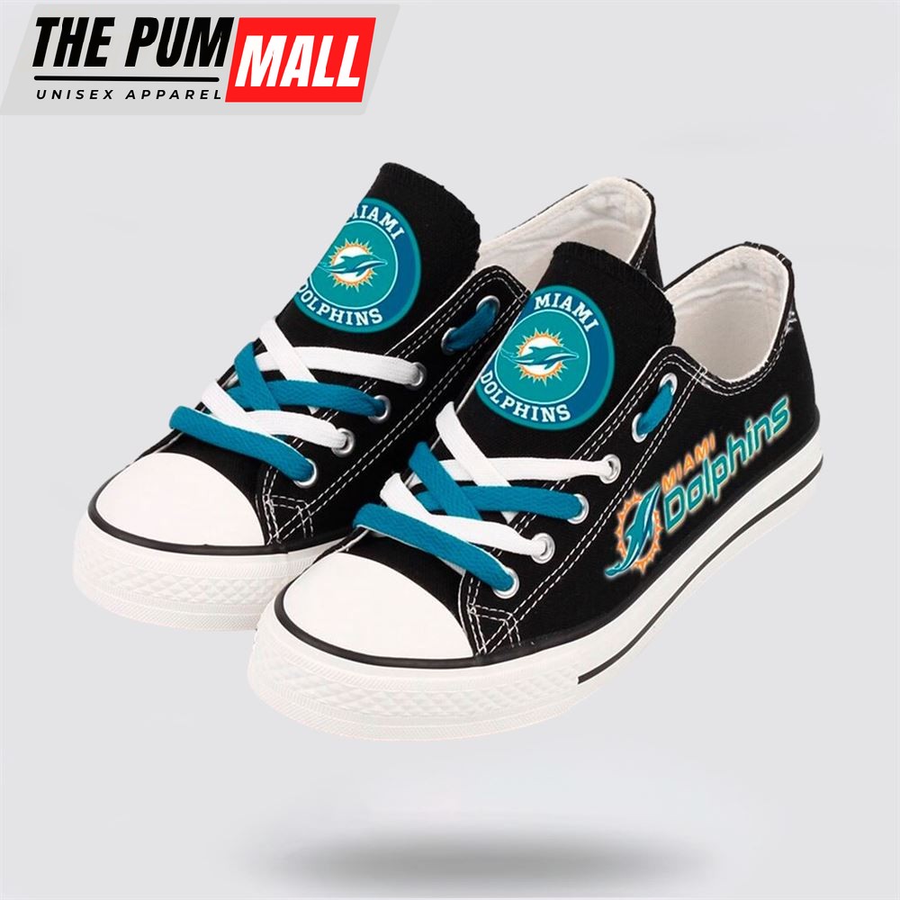 NFL Miami Dolphins Low Top Canvas Shoes Sport Sneakers Experience The Perfect Blend Of Style And Performance