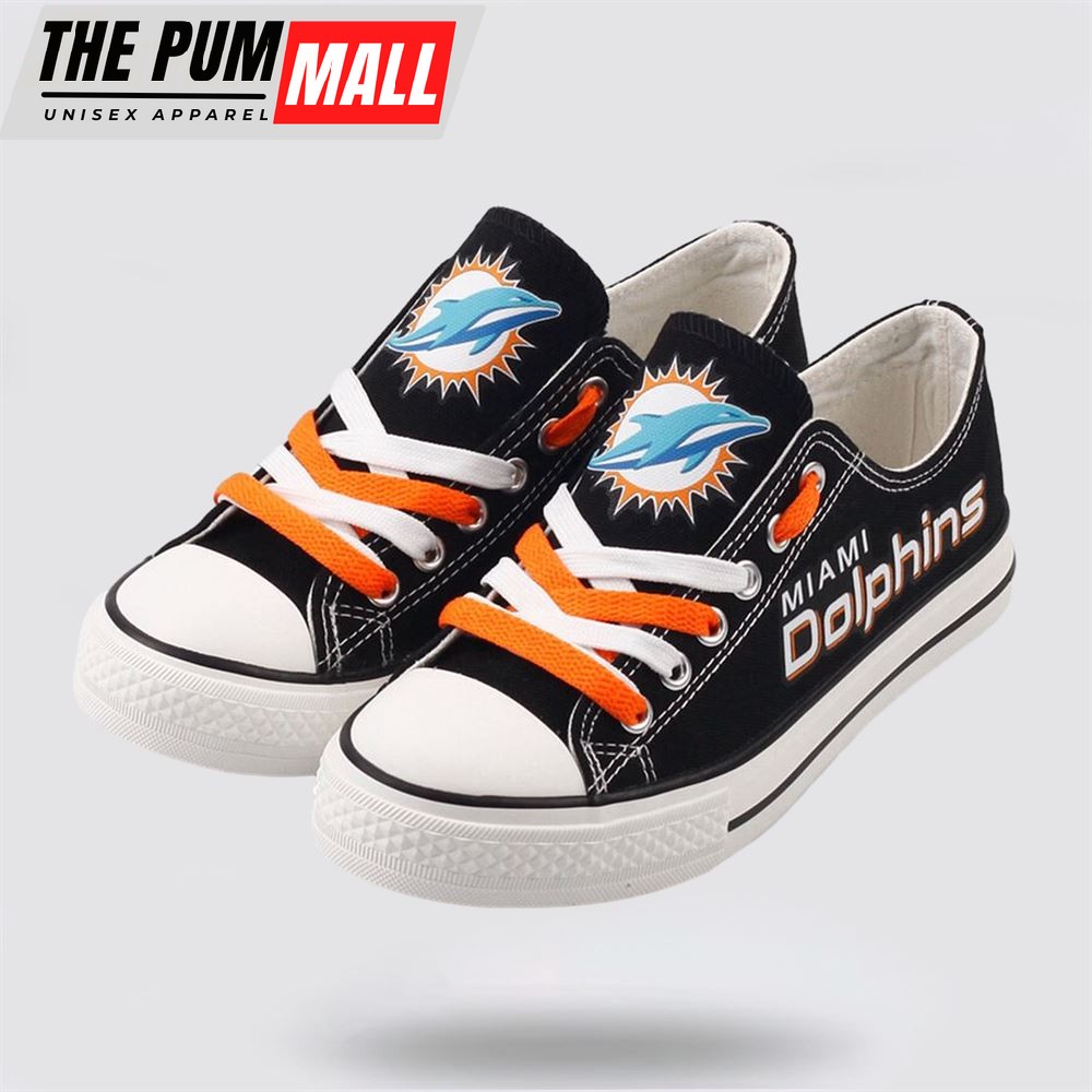 NFL Miami Dolphins Low Top Canvas Shoes Sport Sneakers Fuel Your Passion For The Game With Every Stride