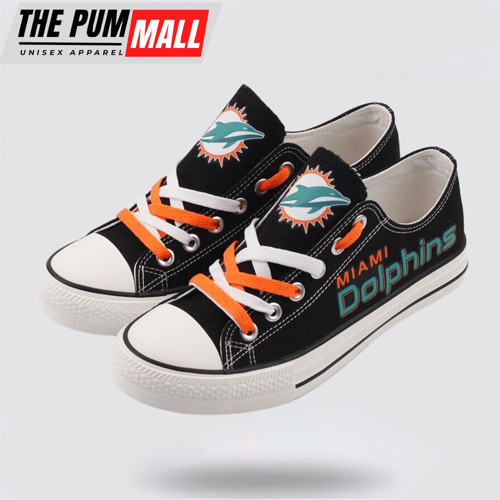 NFL Miami Dolphins Low Top Canvas Shoes Sport Sneakers Walk The Talk Of Team Pride With Every Step