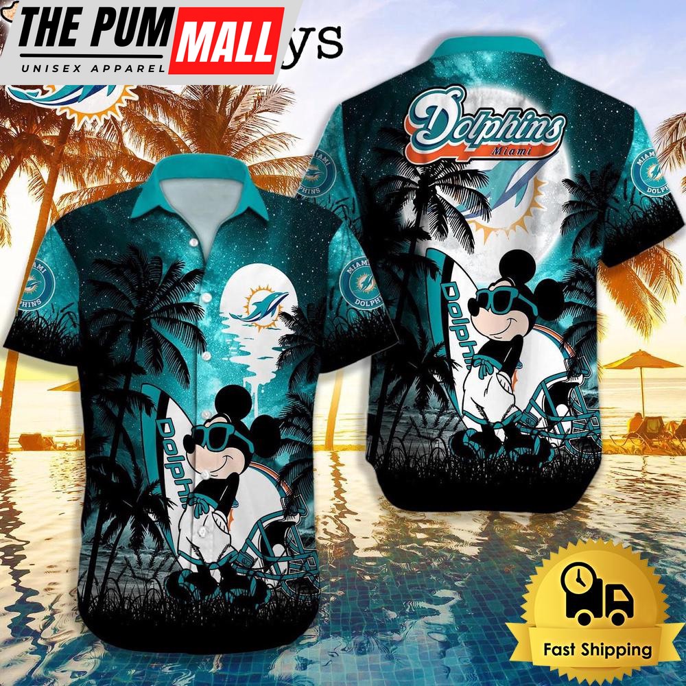 NFL Miami Dolphins Mickey Mouse Summer Hawaiian Shirt, Disney Hawaiian Shirt