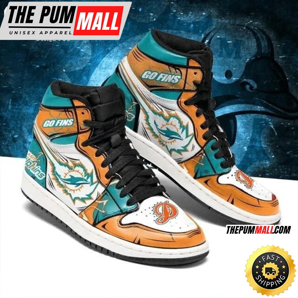 NFL Miami Dolphins Orange White Air Jd 1 High Sneakers