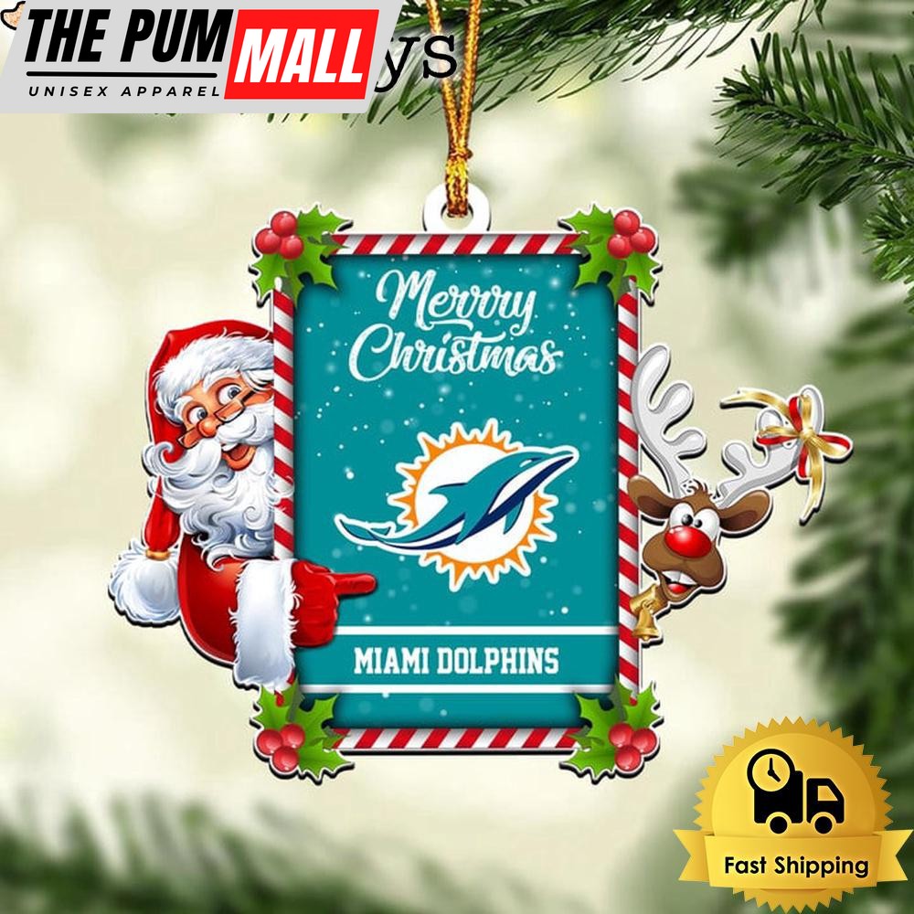 NFL Miami Dolphins Santa Claus Merry Christmas Ornament Limited Edition
