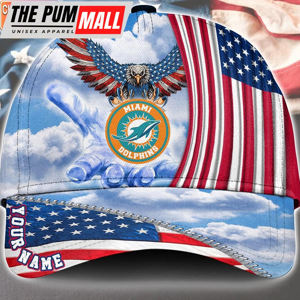 NFL Miami Dolphins Special American Flag Veterans Custom Cap
