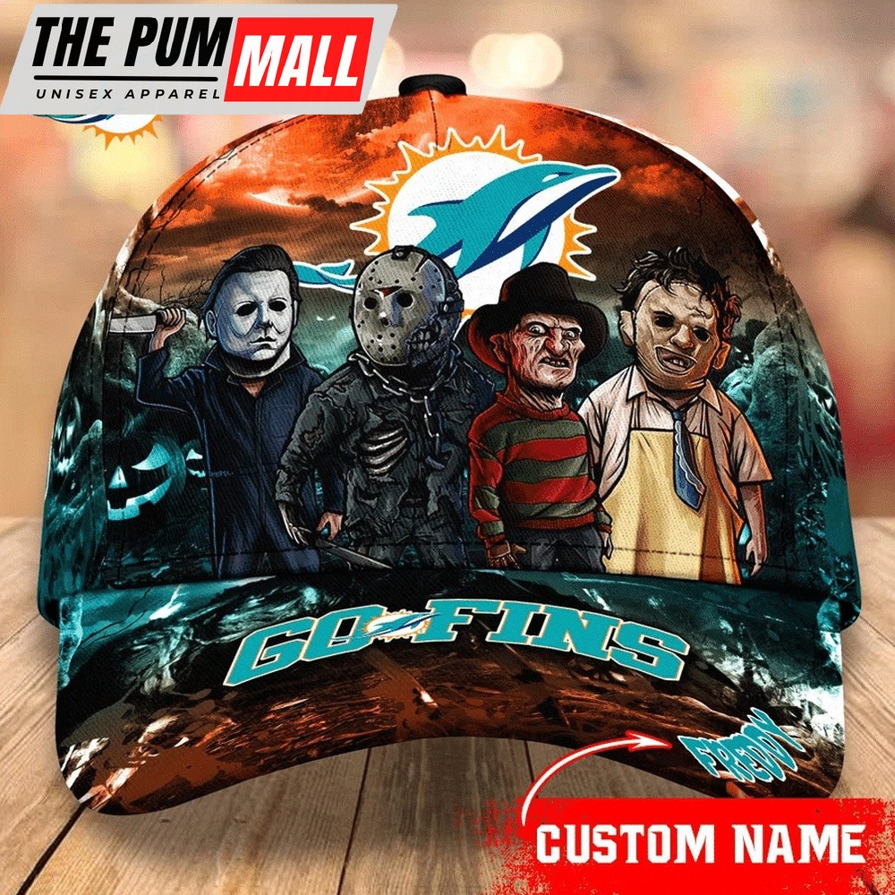 NFL Miami Dolphins Special Horror Movie Characters Halloween Baseball Cap
