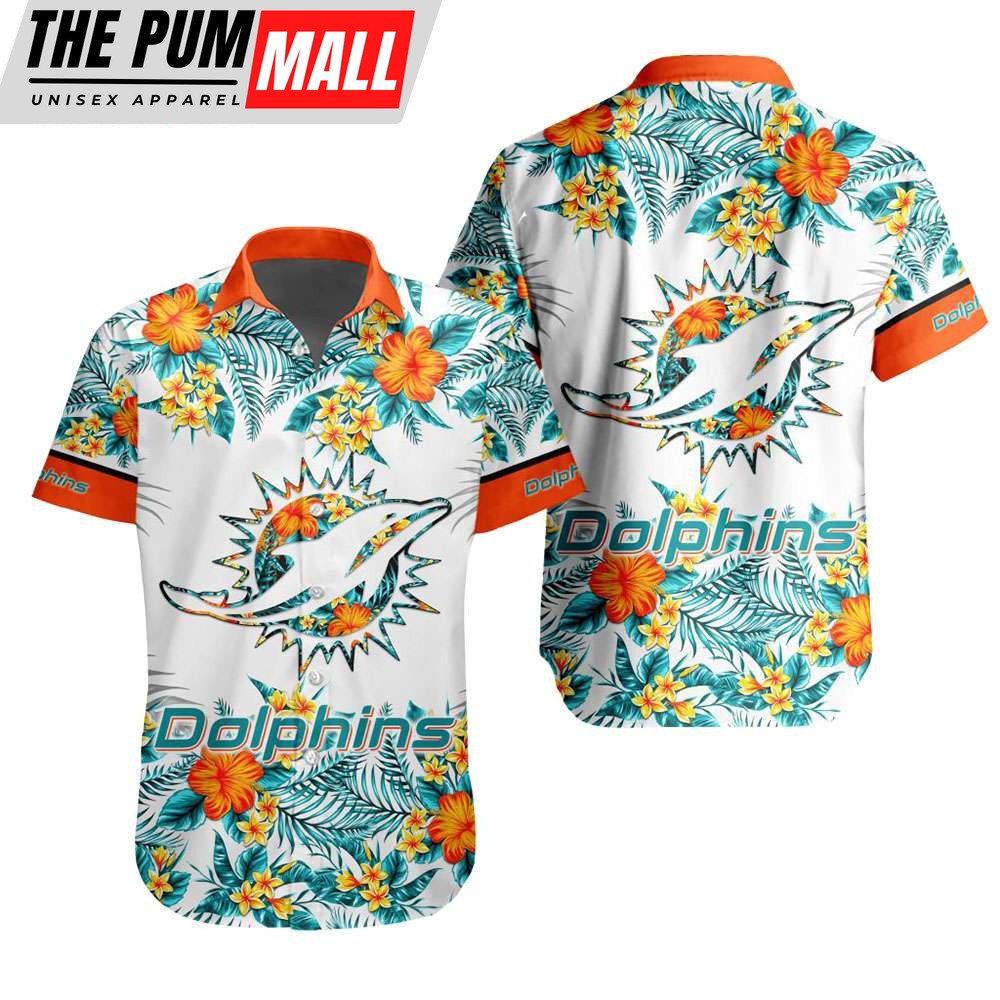 NFL Miami Dolphins Tropical Floral Hibiscus Hawaiian Shirt