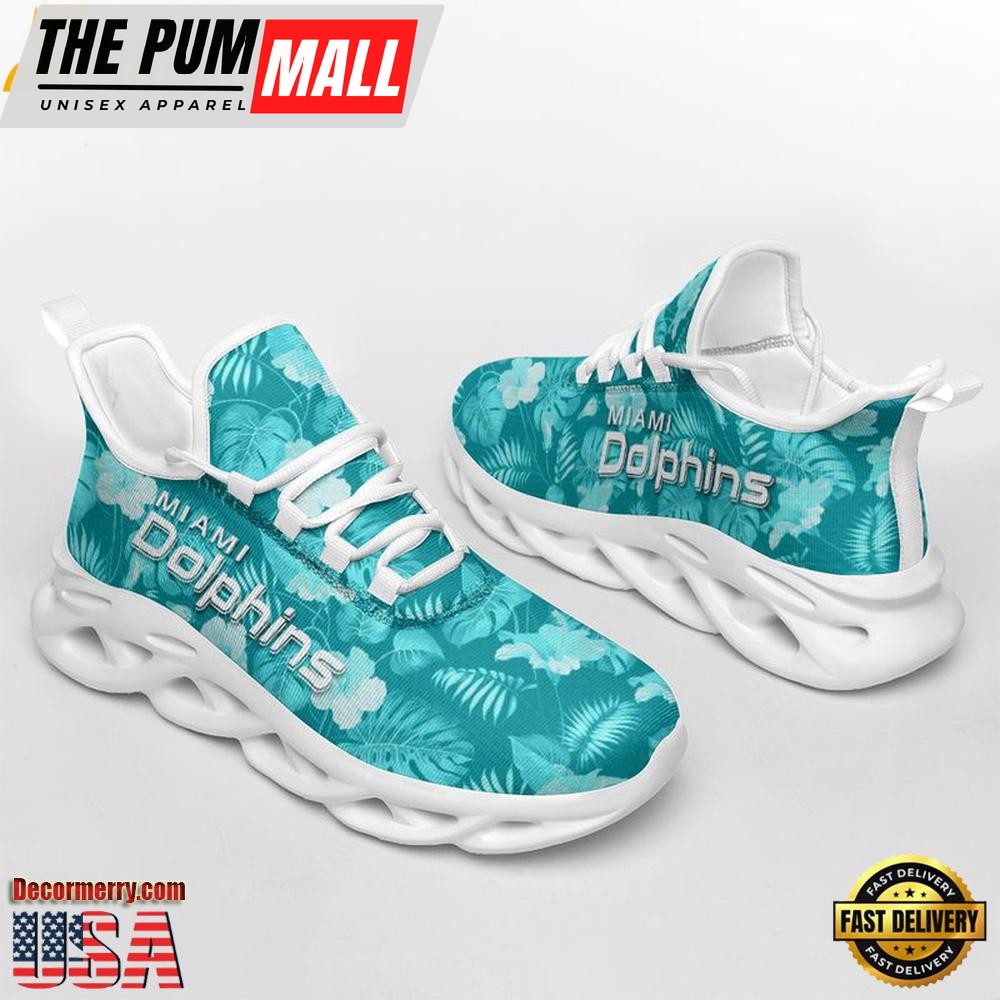 NFL Miami Dolphins Tropical Flowers Max Soul Shoes , Running Sneakers Shoes