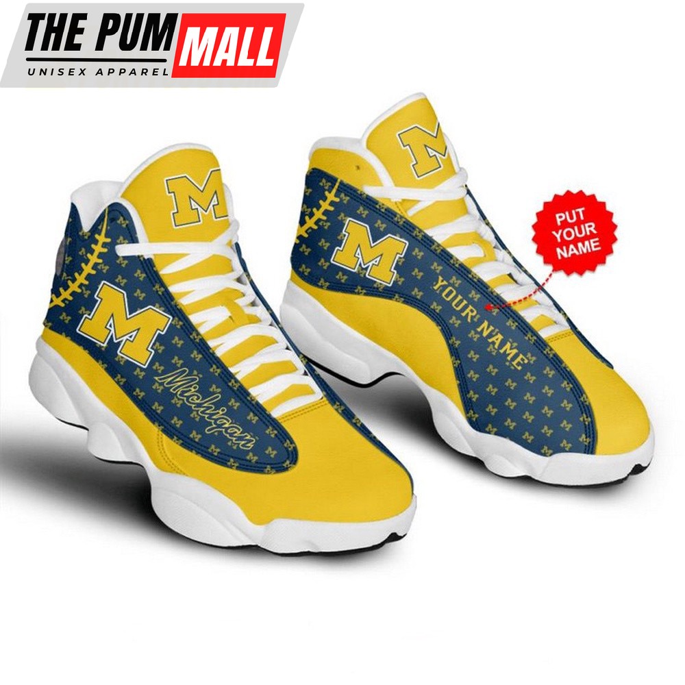 NFL Michigan Wolverines Custom Air Jd 13 Shoes