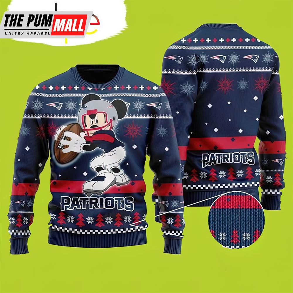 NFL Mickey Mouse New England Patriots Christmas Sweater